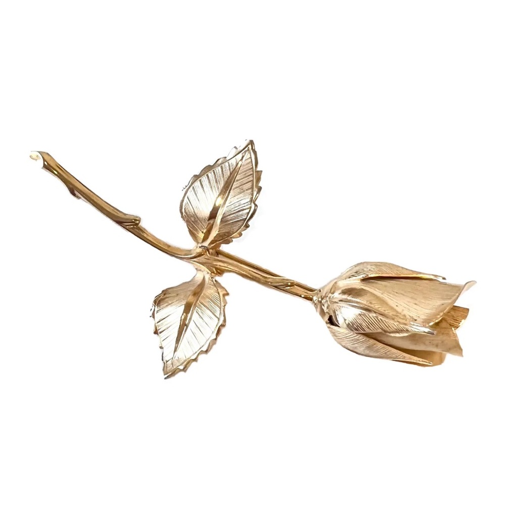 Giovanni Vintage Bright Gold Tone Rose Pin